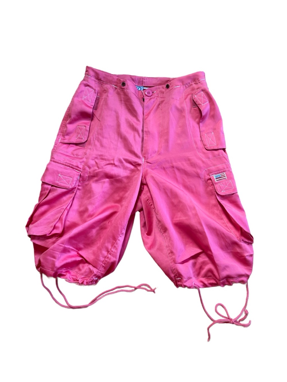 UFO Vintage Satin pink polyester cargo shorts